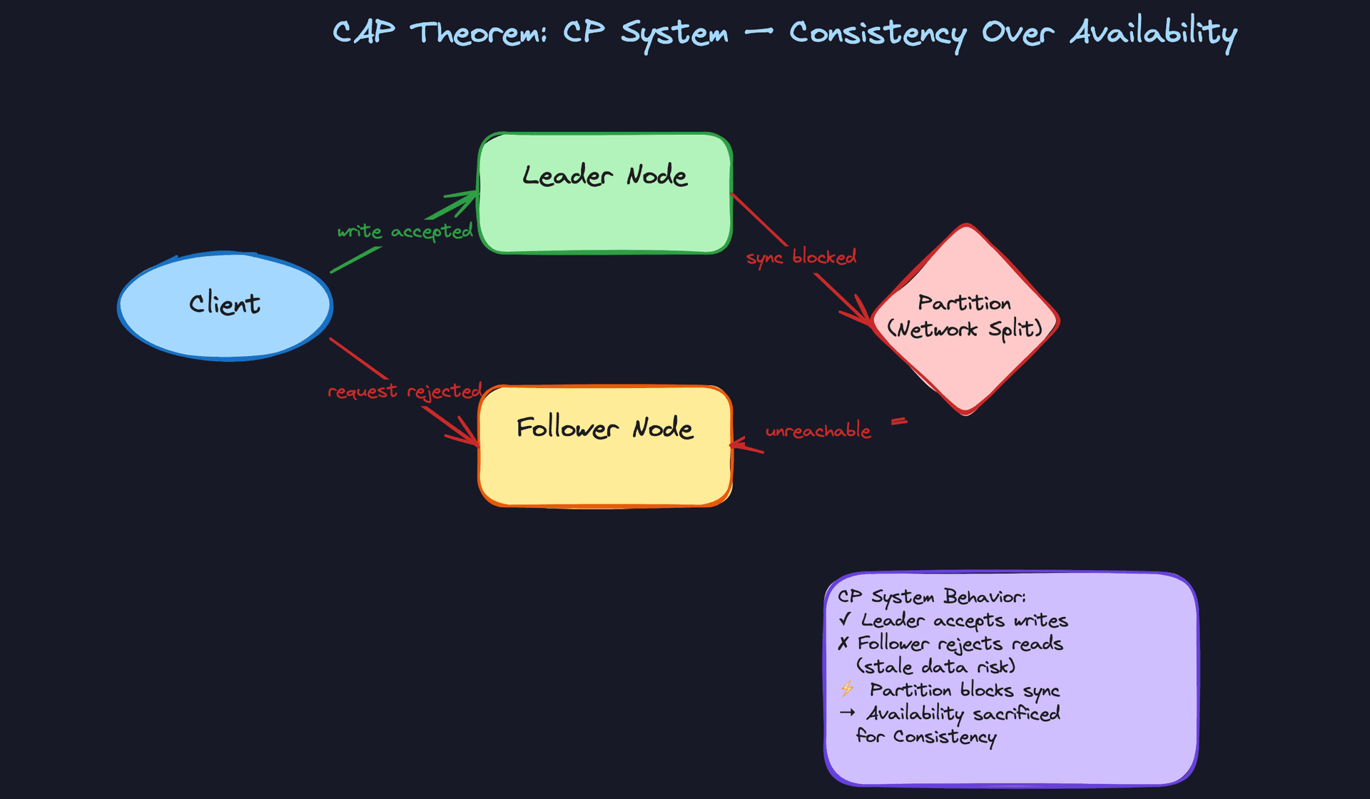 CP System: Consistency Over Availability During Partition