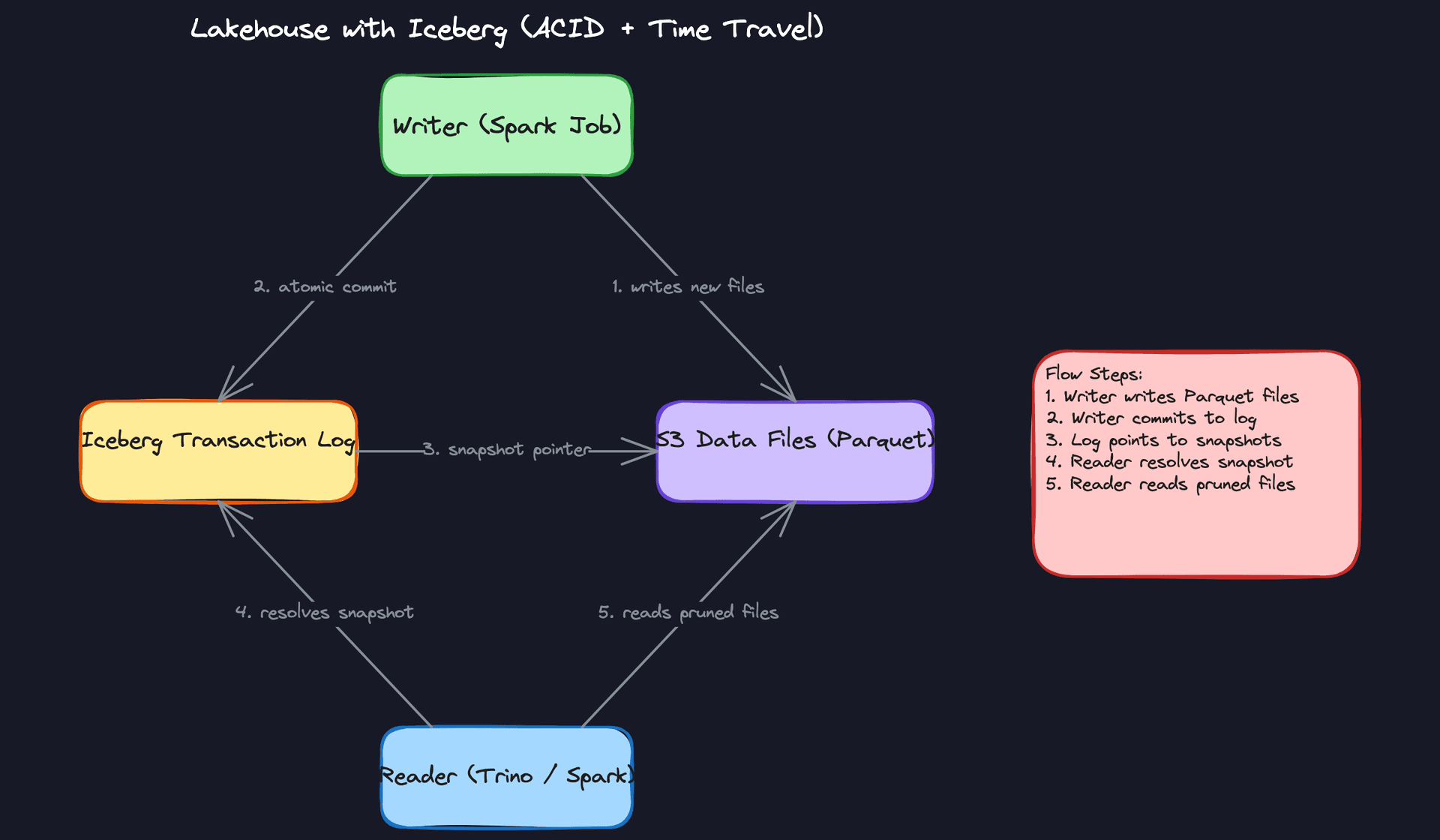Pattern 2: Lakehouse with Iceberg (ACID + Time Travel)