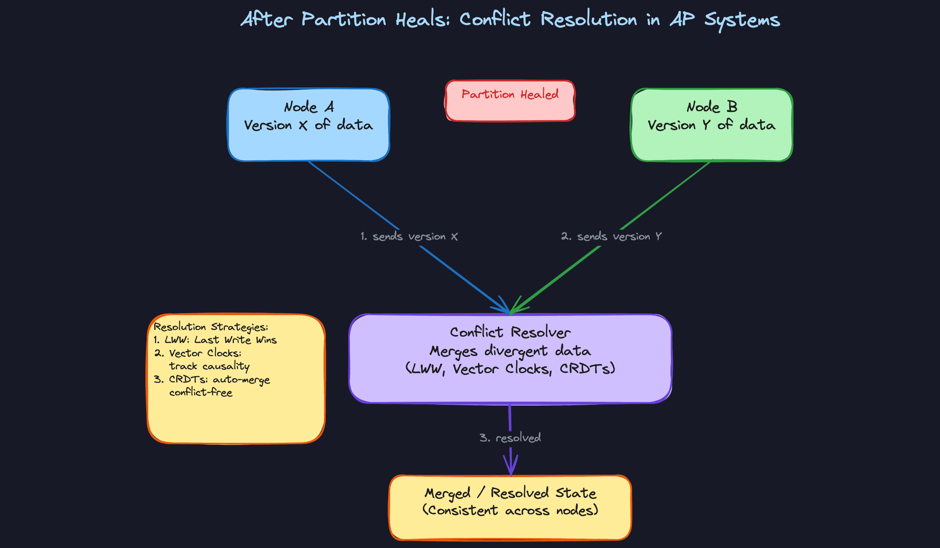 After Partition Heals: Conflict Resolution in AP Systems