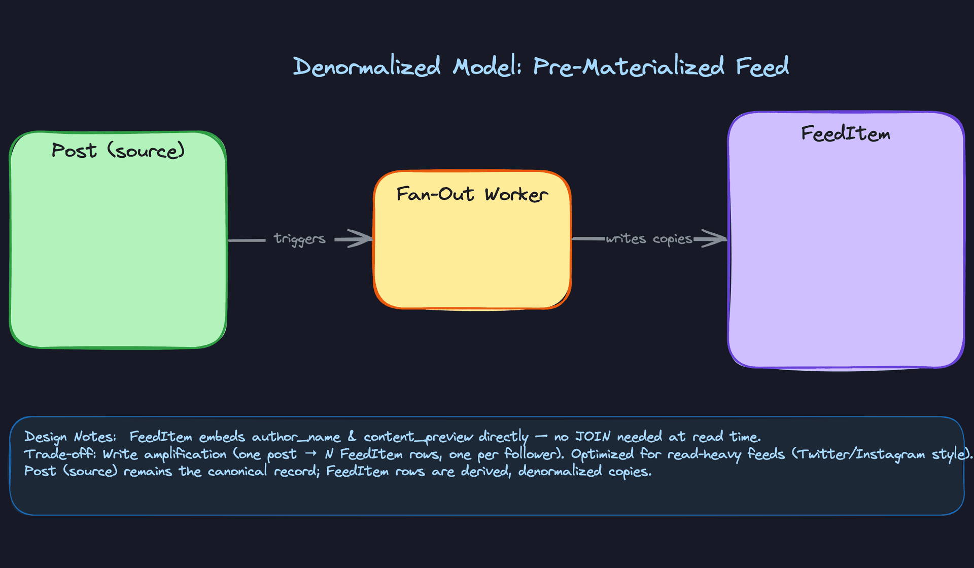 Denormalized Model: Pre-Materialized Feed